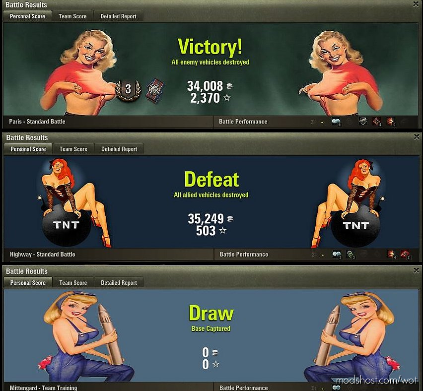 Hawg’s Pin Up Girl Battle Results [1.6.0.0] for World of Tanks