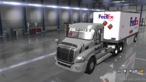 ATS Mod: Fedex Official 28 Pup Trailer With Freightliner Day Cab Truck 1.35X (Image #2)