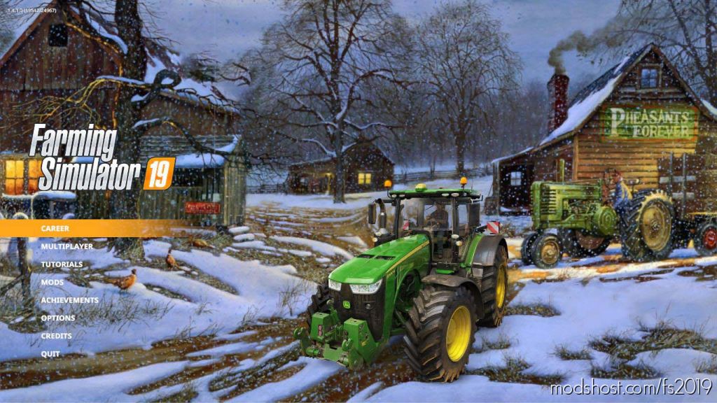 Winter Night Farm Menu Background for Farming Simulator 2019