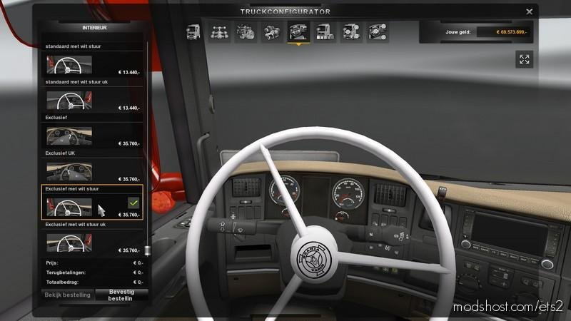 Scania Vabis White Steering Wheel for Euro Truck Simulator 2