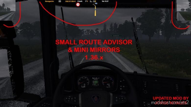 Small Route Advisor & Mini Mirrors [1.36] for Euro Truck Simulator 2