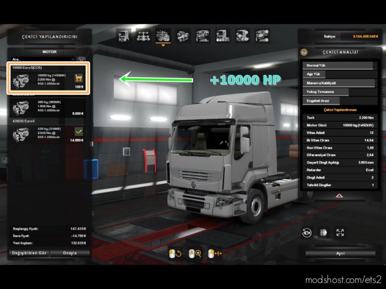 +10000 HP for Euro Truck Simulator 2