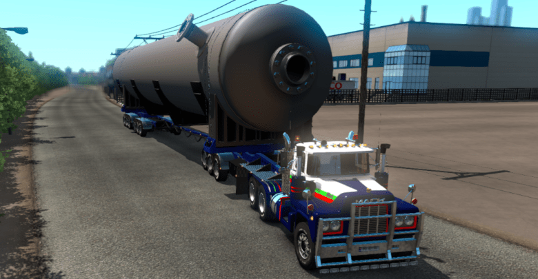 OVERWEIGHT 9 AXLE DOLLY TRAILER WITH STEER AND LIFT AXLE 1.36 200 TON+ for Euro Truck Simulator 2