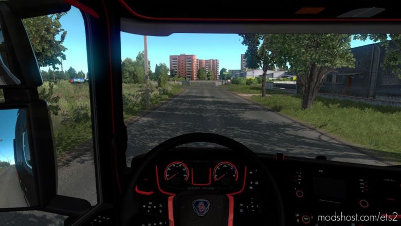 Black And RED Interior For Scania [1.37] for Euro Truck Simulator 2