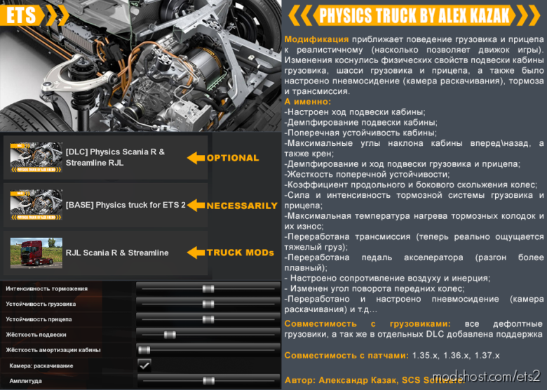 Truck Physics By Alex Kazak V0.2.5 for Euro Truck Simulator 2