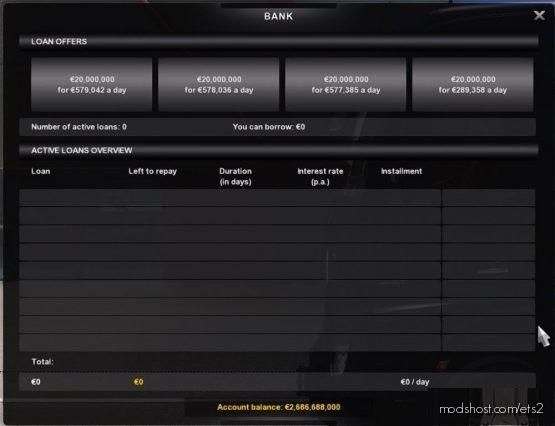 20.000.000 Money In The Bank for Euro Truck Simulator 2