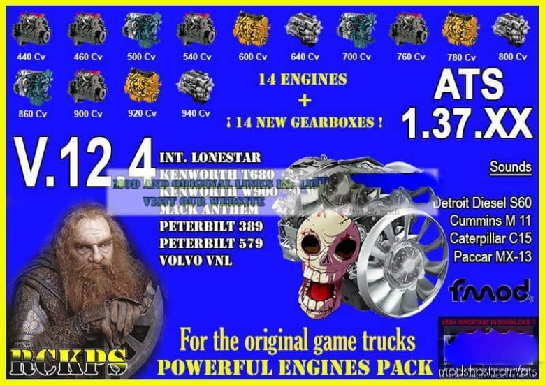 Pack Powerful Engines + Gearboxes V12.4 ATS [1.37.X] for American Truck Simulator