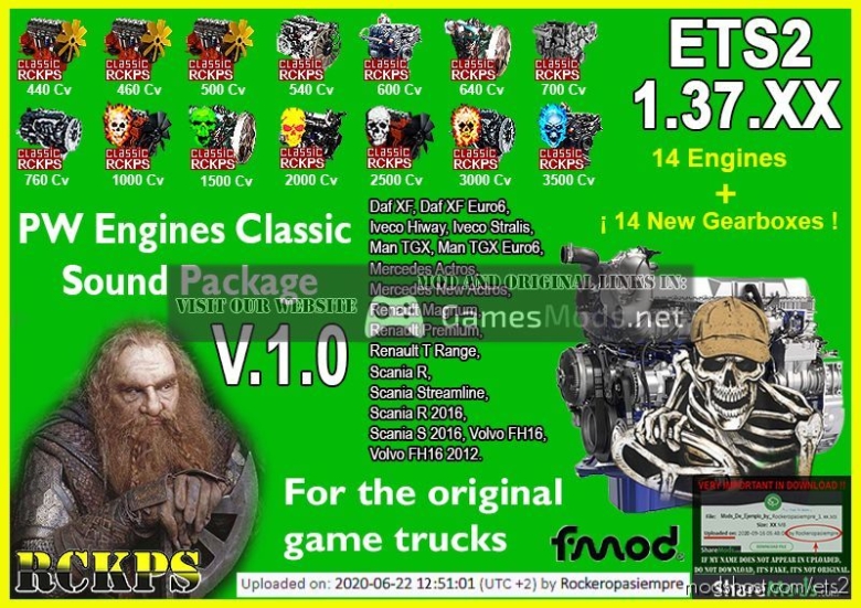 PW Engines Classic Sounds Pack By Rckps for Euro Truck Simulator 2