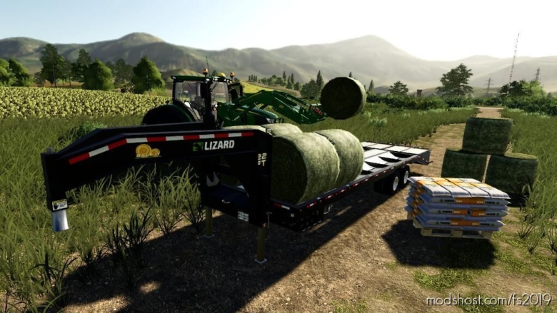 22FT Gooseneck Baling Trailer for Farming Simulator 19