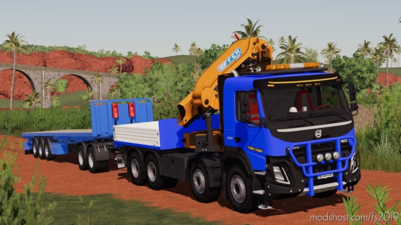 Volvo FMX 8X4 Crane Truck V1.1 for Farming Simulator 19