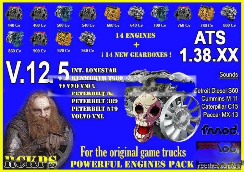 Pack Powerful Engines + Gearboxes V12.5 [1.38.X] for American Truck Simulator