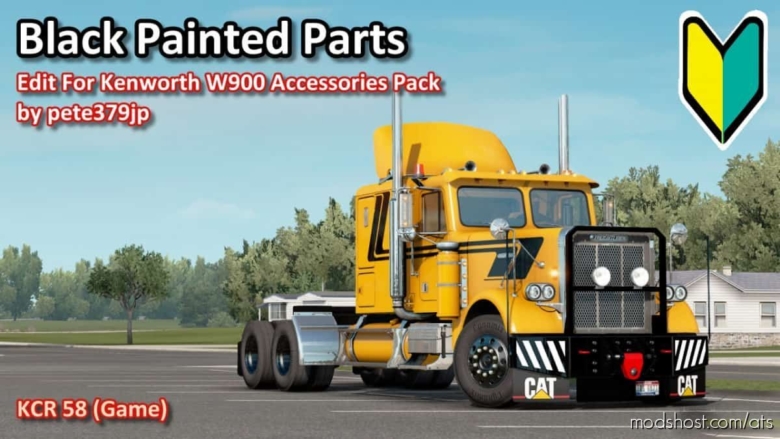 Black Painted Parts For Kenworth W900 Accessories Pack V1.1 for American Truck Simulator