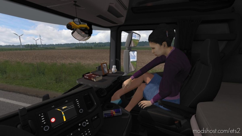 Animated Female Passenger In Truck V2.2 [1.38] for Euro Truck Simulator 2