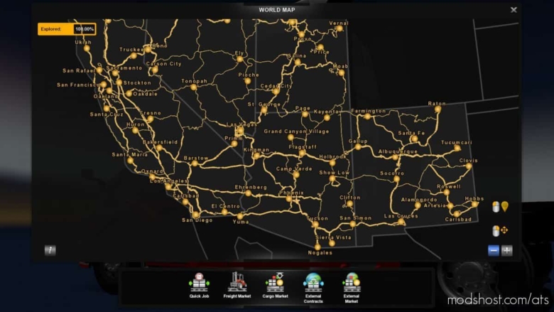 100% Explored Roads [1.38] for American Truck Simulator