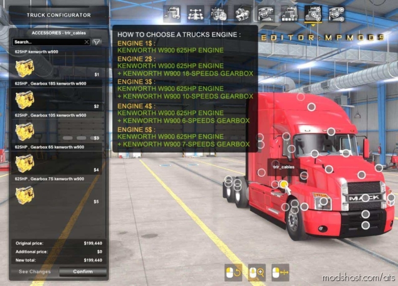 Kenworth W900 625HP And Gearbox For ALL Trucks V1.1 for American Truck Simulator