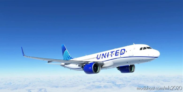 8K United Airlines Blue Livery A320Neo for Microsoft Flight Simulator 2020