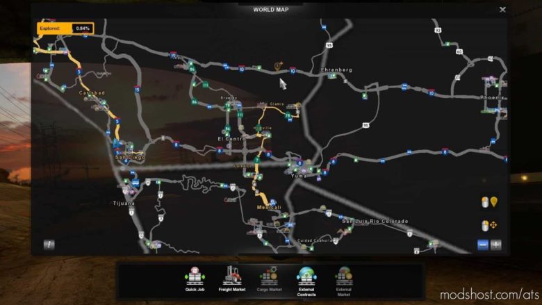 Pazzmod East Riverside County, Yuma, Mexicali, SAN Luis V1.4.00 for American Truck Simulator