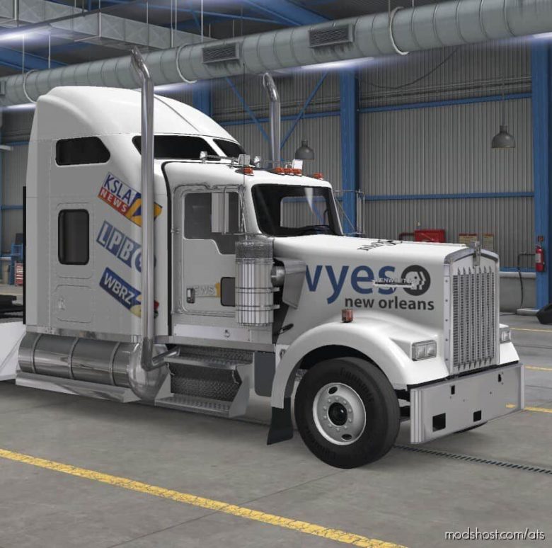 LA TV Stations Truck Skin For W900 for American Truck Simulator