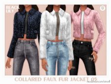 Collared Faux FUR Jacket 05 for The Sims 4