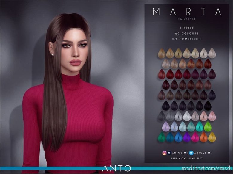 Anto – Marta (Hairstyle) for The Sims 4