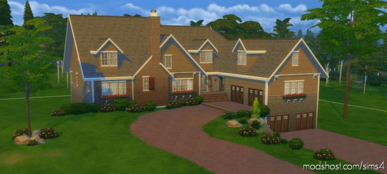 Ranch House With Walk-Out Basement for The Sims 4