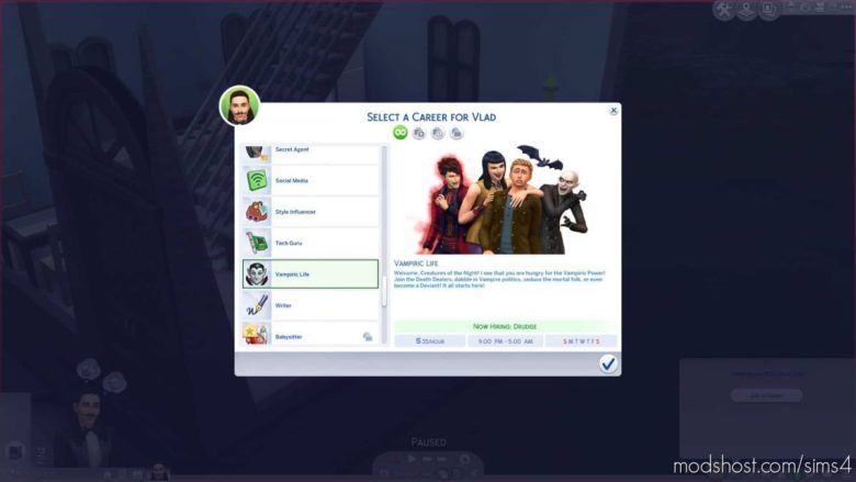 Vampire Life Career for The Sims 4