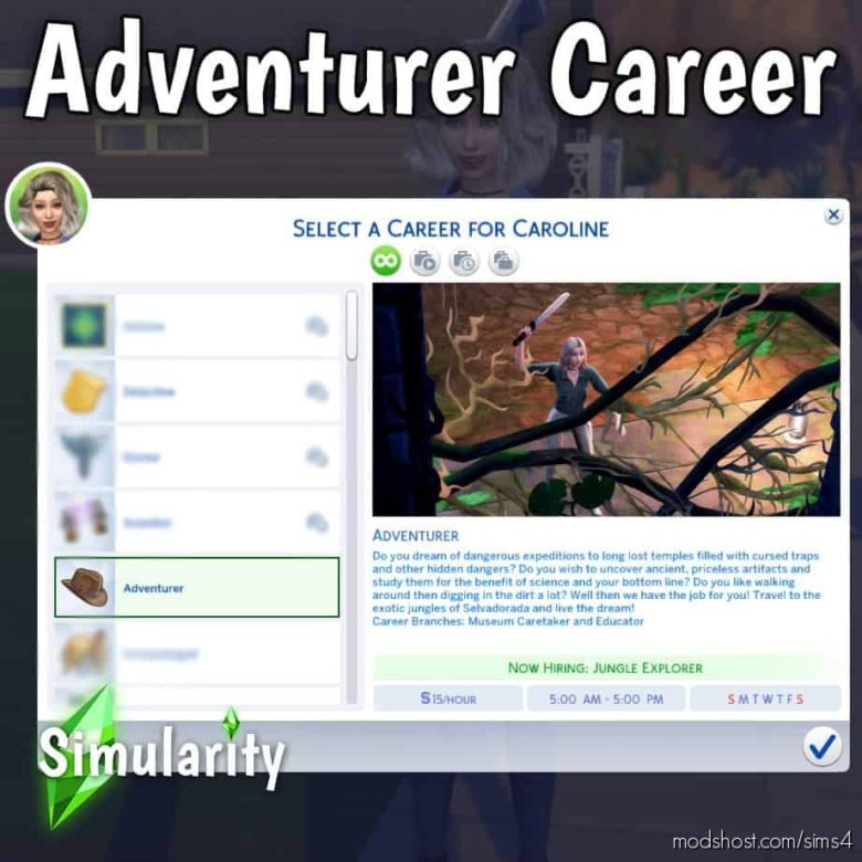 The Adventurer Career for The Sims 4