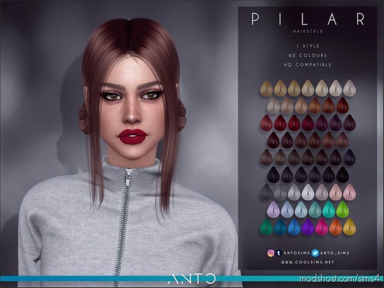 Anto – Pilar (Hairstyle) for The Sims 4
