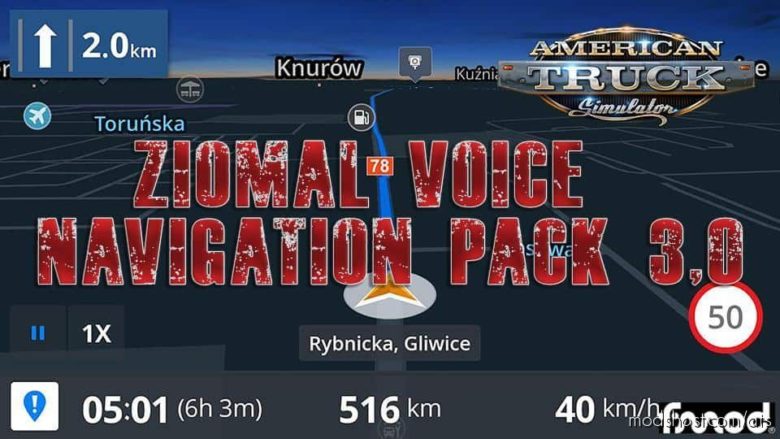 Ziomal Voice Navigation Pack V3.0 for American Truck Simulator