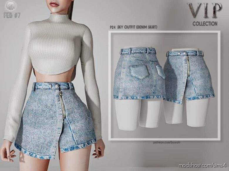SKY Outfit (Denim Skirt) P24 for The Sims 4