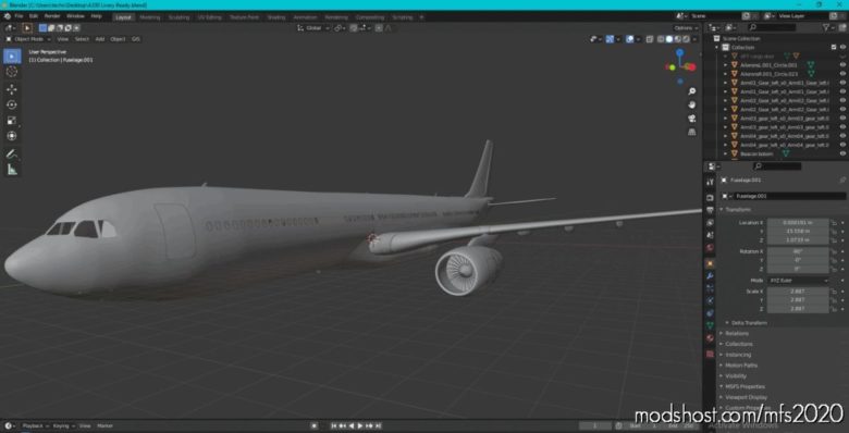 Official PMP A330 Livery Ready Blender Model V1.1 for Microsoft Flight Simulator 2020