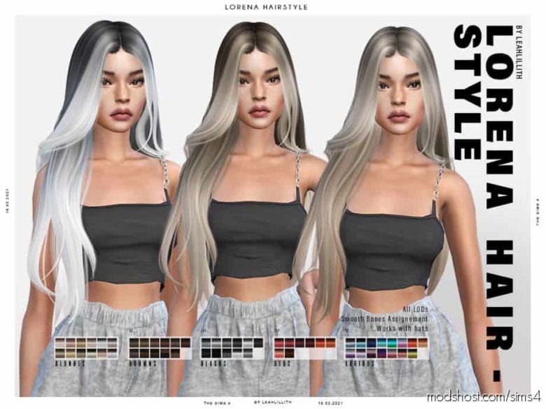 Leahlillith Lorena Hairstyle for The Sims 4
