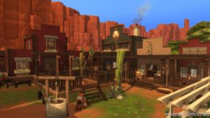 Sims 4 House Mod: Full Western Town With Train – 50×40 NO CC (Image #14)