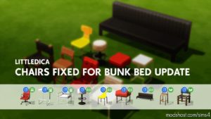 Littledica Fixed Chairs And Stools For Bunk BED Update for The Sims 4