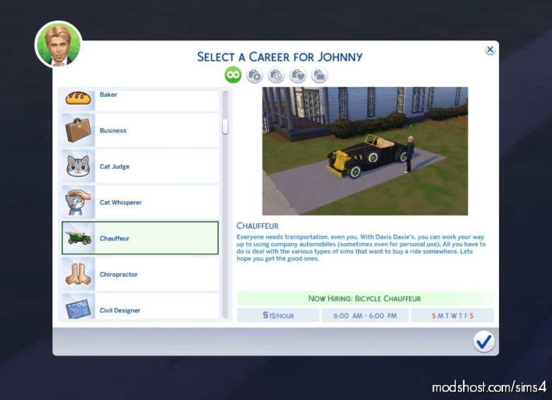 Sims 4 Mod: Chauffeur Vintage Career (Featured)