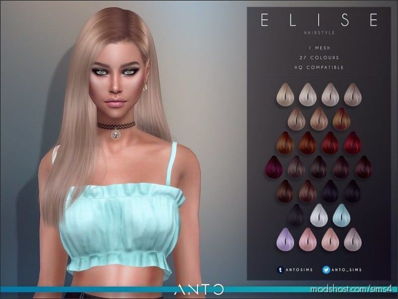 Elise Hair for The Sims 4
