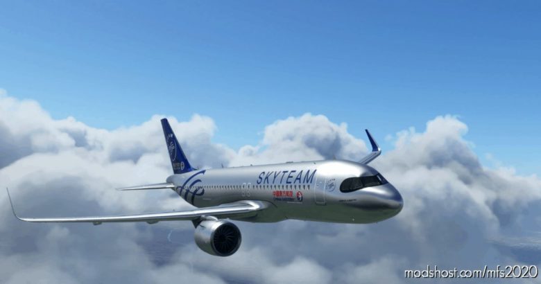 [A32NX] Flybywirea320Neo China Eastern Skyteam Silver Livery 8K for Microsoft Flight Simulator 2020