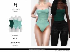 Ruched Mesh Strappy Bodysuit for The Sims 4