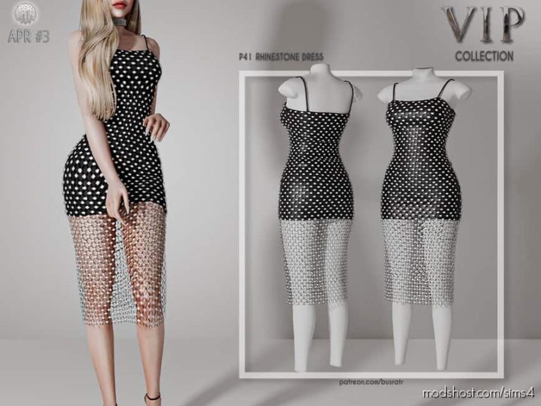 Sims 4 Clothes Mod: Rhinestone Dress P41 (Featured)
