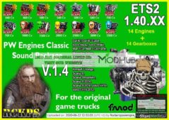 PW Engines Classic Sounds Pack V1.4 [1.40.X] for Euro Truck Simulator 2