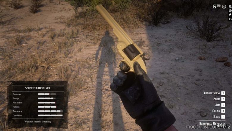 Gunslinger Ebony Grip ON Schofield Revolver for Red Dead Redemption 2
