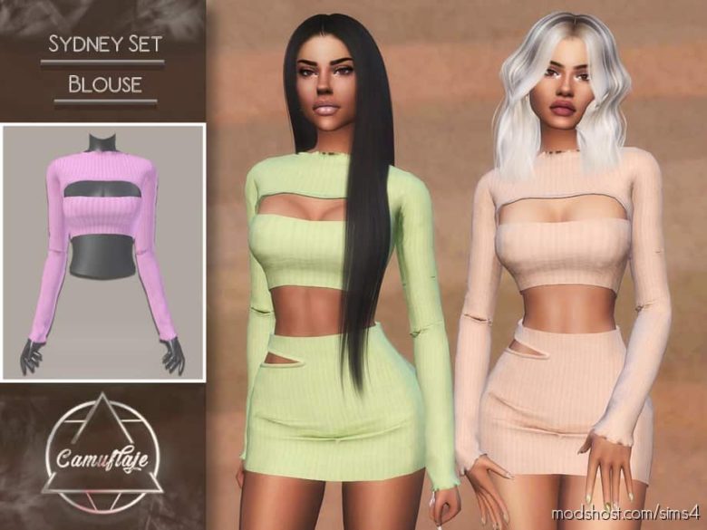 Sims 4 Clothes Mod: Sydney SET (Blouse) (Featured)