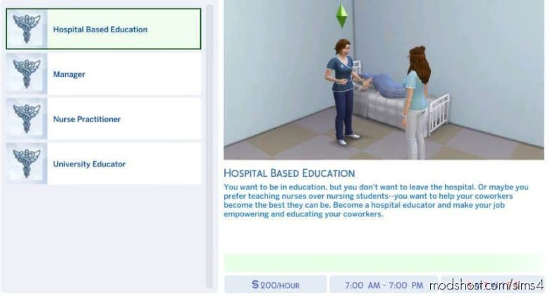 Sims 4 Mod: Nursing Career-4 Tracks (Updated 4/22/21) (Featured)