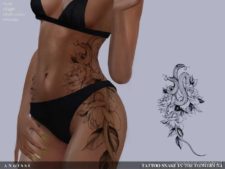Tattoo-Snake In The Flowers N4 for The Sims 4