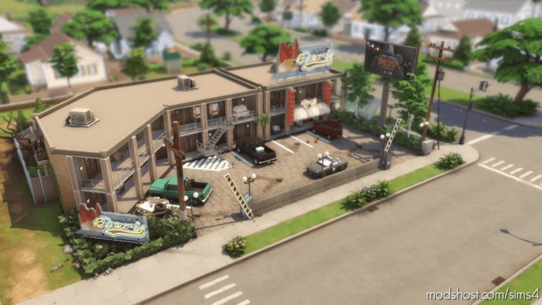 Sketchy Sims Motel – 40×30 NO CC for The Sims 4