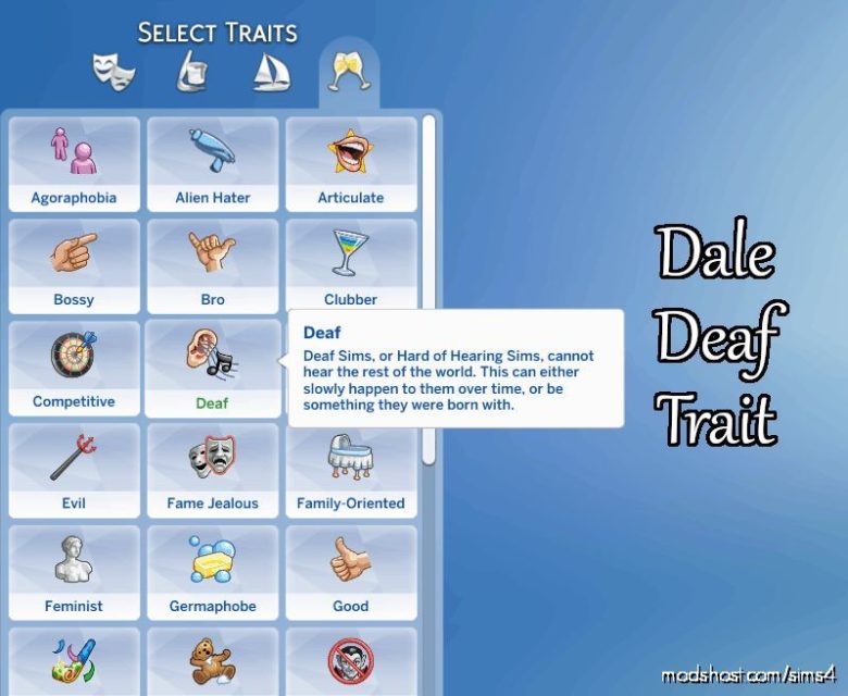 Dale Deaf Trait for The Sims 4