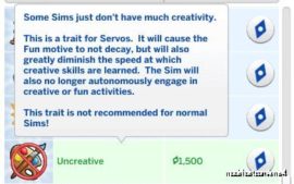 Sims 4 Mod: Three Traits For Servos: Unemotional, Uncreative, And Incompetent Cook (Image #2)