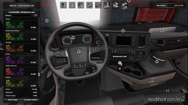 Background Lights & V8 Back Panels For Next Generation Scania R&S [1.40] for Euro Truck Simulator 2
