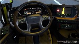 ETS2 DAF Interior Mod: Dashboard Light Green For DAF 2021 XG V0.8 (Featured)