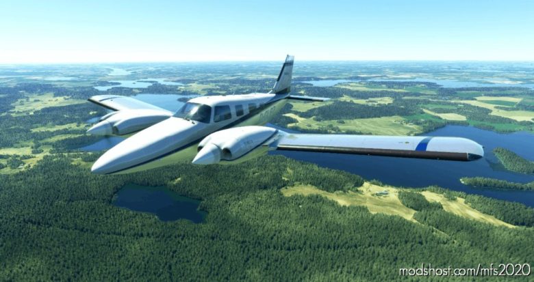Carenado PA34 Seneca V – Silver-White-Blue for Microsoft Flight Simulator 2020